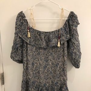 Rebecca Minkoff Blue Floral Off-Shoulder Mini Dress